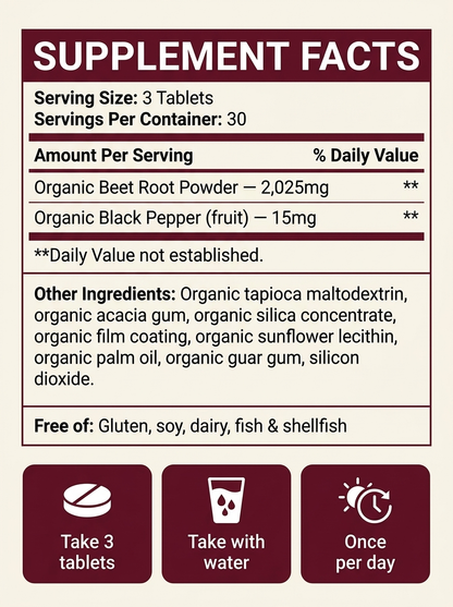 TAVORA Organic Beetroot Tablets (2040mg)